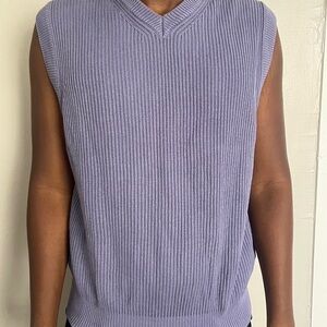 Zara Men’s Lilac Periwinkle Purple Knit Sweater Vest Cotton Size Large